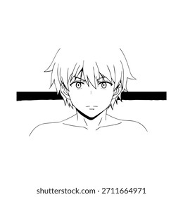 Dynamic Anime Character in Action Illustration in Black on White for Manga, Art, and Graphic Design Styles