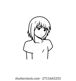 Personaje de anime dinámico en ilustración de acción en negro sobre blanco para manga, arte y estilos de Diseño gráfico