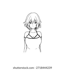 Dynamic Anime Character in Action Illustration in Black on White for Manga, Art, and Graphic Design Styles