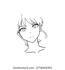 Dynamischer Anime-Charakter in Aktion Illustration in Schwarz auf Weiß für Manga-, Kunst- und Grafikdesign-Stile