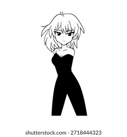 Personagem de Anime Dinâmico na Ilustração de Ação em Preto sobre Branco para Mangá, Arte e Estilos de Design Gráfico