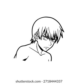Personagem de Anime Dinâmico na Ilustração de Ação em Preto sobre Branco para Mangá, Arte e Estilos de Design Gráfico