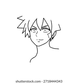 Personaje de anime dinámico en ilustración de acción en negro sobre blanco para manga, arte y estilos de Diseño gráfico