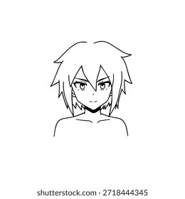 Personagem de Anime Dinâmico na Ilustração de Ação em Preto sobre Branco para Mangá, Arte e Estilos de Design Gráfico