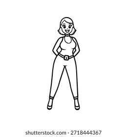 Personaje de anime dinámico en ilustración de acción en negro sobre blanco para manga, arte y estilos de Diseño gráfico