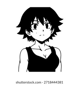 Personaje de anime dinámico en ilustración de acción en negro sobre blanco para manga, arte y estilos de Diseño gráfico