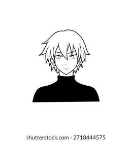 Personagem de Anime Dinâmico na Ilustração de Ação em Preto sobre Branco para Mangá, Arte e Estilos de Design Gráfico