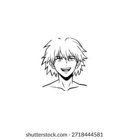 Personagem de Anime Dinâmico na Ilustração de Ação em Preto sobre Branco para Mangá, Arte e Estilos de Design Gráfico