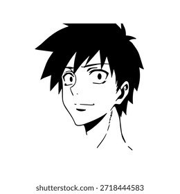 Personagem de Anime Dinâmico na Ilustração de Ação em Preto sobre Branco para Mangá, Arte e Estilos de Design Gráfico