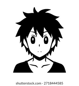 Personagem de Anime Dinâmico na Ilustração de Ação em Preto sobre Branco para Mangá, Arte e Estilos de Design Gráfico