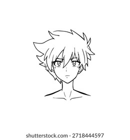 Dynamischer Anime-Charakter in Aktion Illustration in Schwarz auf Weiß für Manga-, Kunst- und Grafikdesign-Stile