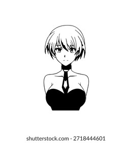 Dynamic Anime Character in Action Illustration in Black on White for Manga, Art, and Graphic Design Styles