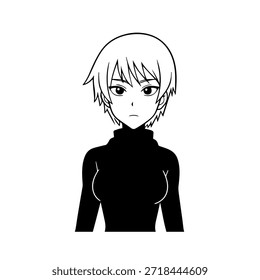 Personagem de Anime Dinâmico na Ilustração de Ação em Preto sobre Branco para Mangá, Arte e Estilos de Design Gráfico