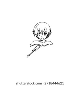 Personaje de anime dinámico en ilustración de acción en negro sobre blanco para manga, arte y estilos de Diseño gráfico