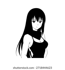 Dynamic Anime Character in Action Illustration in Black on White for Manga, Art, and Graphic Design Styles