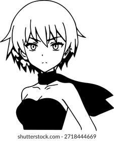 Personagem de Anime Dinâmico na Ilustração de Ação em Preto sobre Branco para Mangá, Arte e Estilos de Design Gráfico