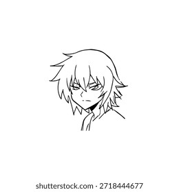 Dynamic Anime Character in Action Illustration in Black on White for Manga, Art, and Graphic Design Styles