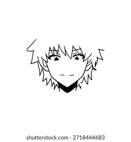Dynamischer Anime-Charakter in Aktion Illustration in Schwarz auf Weiß für Manga-, Kunst- und Grafikdesign-Stile