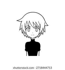 Personagem de Anime Dinâmico na Ilustração de Ação em Preto sobre Branco para Mangá, Arte e Estilos de Design Gráfico