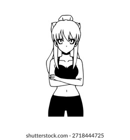 Personaje de anime dinámico en ilustración de acción en negro sobre blanco para manga, arte y estilos de Diseño gráfico