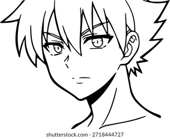 Dynamic Anime Character in Action Illustration in Black on White for Manga, Art, and Graphic Design Styles