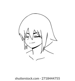 Dynamic Anime Character in Action Illustration in Black on White for Manga, Art, and Graphic Design Styles