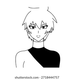 Personaje de anime dinámico en ilustración de acción en negro sobre blanco para manga, arte y estilos de Diseño gráfico