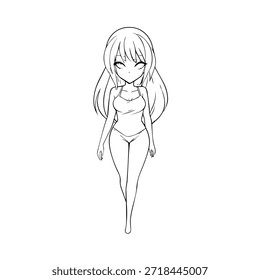 Personaje de anime dinámico en ilustración de acción en negro sobre blanco para manga, arte y estilos de Diseño gráfico