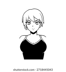 Personagem de Anime Dinâmico na Ilustração de Ação em Preto sobre Branco para Mangá, Arte e Estilos de Design Gráfico