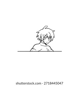 Dynamic Anime Character in Action Illustration in Black on White for Manga, Art, and Graphic Design Styles