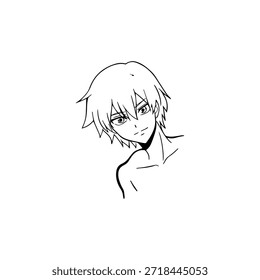 Dynamic Anime Character in Action Illustration in Black on White for Manga, Art, and Graphic Design Styles