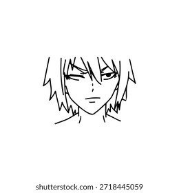 Dynamischer Anime-Charakter in Aktion Illustration in Schwarz auf Weiß für Manga-, Kunst- und Grafikdesign-Stile