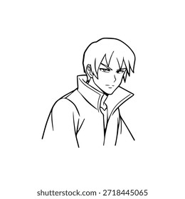 Personagem de Anime Dinâmico na Ilustração de Ação em Preto sobre Branco para Mangá, Arte e Estilos de Design Gráfico