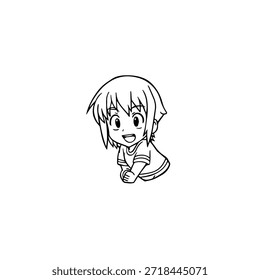 Personaje de anime dinámico en ilustración de acción en negro sobre blanco para manga, arte y estilos de Diseño gráfico