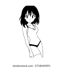 Personagem de Anime Dinâmico na Ilustração de Ação em Preto sobre Branco para Mangá, Arte e Estilos de Design Gráfico