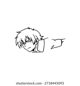 Personagem de Anime Dinâmico na Ilustração de Ação em Preto sobre Branco para Mangá, Arte e Estilos de Design Gráfico
