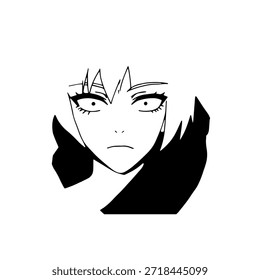 Personagem de Anime Dinâmico na Ilustração de Ação em Preto sobre Branco para Mangá, Arte e Estilos de Design Gráfico