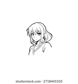 Personagem de Anime Dinâmico na Ilustração de Ação em Preto sobre Branco para Mangá, Arte e Estilos de Design Gráfico