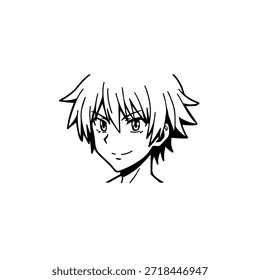 Personagem de Anime Dinâmico na Ilustração de Ação em Preto sobre Branco para Mangá, Arte e Estilos de Design Gráfico
