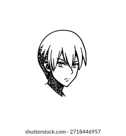 Personagem de Anime Dinâmico na Ilustração de Ação em Preto sobre Branco para Mangá, Arte e Estilos de Design Gráfico