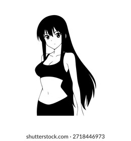 Personaje de anime dinámico en ilustración de acción en negro sobre blanco para manga, arte y estilos de Diseño gráfico