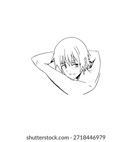 Personaje de anime dinámico en ilustración de acción en negro sobre blanco para manga, arte y estilos de Diseño gráfico
