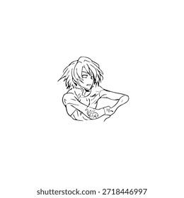 Personaje de anime dinámico en ilustración de acción en negro sobre blanco para manga, arte y estilos de Diseño gráfico