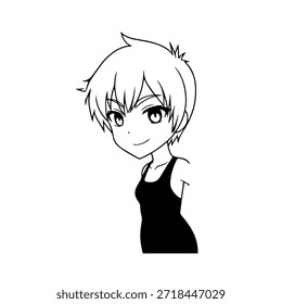 Personagem de Anime Dinâmico na Ilustração de Ação em Preto sobre Branco para Mangá, Arte e Estilos de Design Gráfico