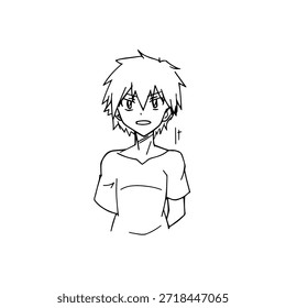 Personagem de Anime Dinâmico na Ilustração de Ação em Preto sobre Branco para Mangá, Arte e Estilos de Design Gráfico