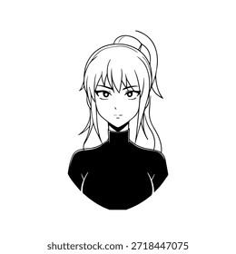 Personaje de anime dinámico en ilustración de acción en negro sobre blanco para manga, arte y estilos de Diseño gráfico