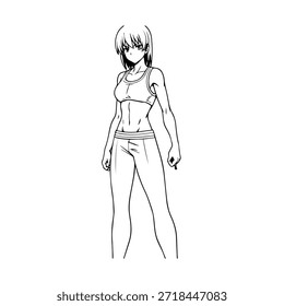 Personagem de Anime Dinâmico na Ilustração de Ação em Preto sobre Branco para Mangá, Arte e Estilos de Design Gráfico