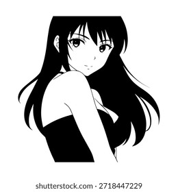 Personaje de anime dinámico en ilustración de acción en negro sobre blanco para manga, arte y estilos de Diseño gráfico
