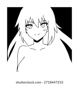 Dynamic Anime Character in Action Illustration in Black on White for Manga, Art, and Graphic Design Styles