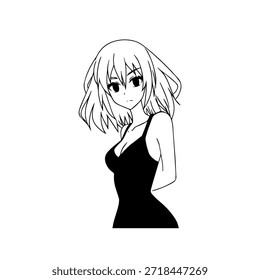 Personaje de anime dinámico en ilustración de acción en negro sobre blanco para manga, arte y estilos de Diseño gráfico